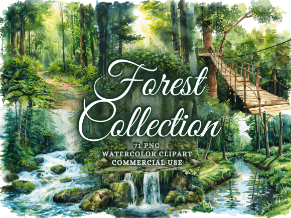Download Watercolor Forest Clipart - Woodland Png - Clipart Collection