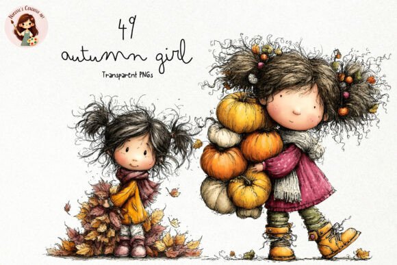 Download Autumn Girl PNG Clipart Bundle - Clipart Collection