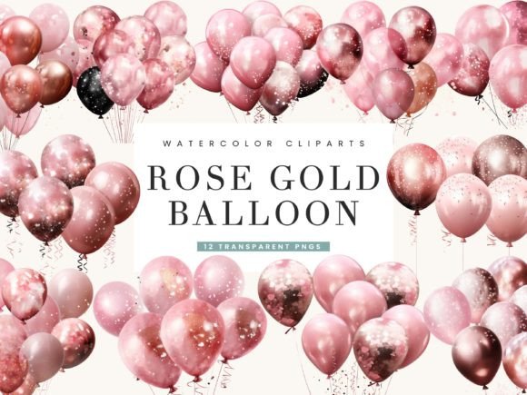 Download Rose Gold Glitter Balloon Clipart Bundle - Clipart Collection