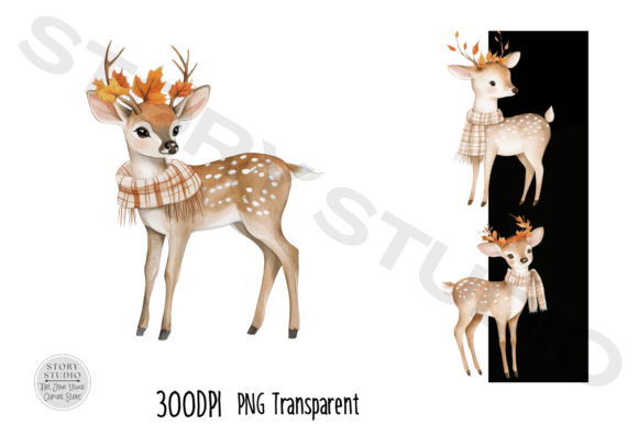 Download Cute Autumn Deer Clipart Set - Clipart Collection