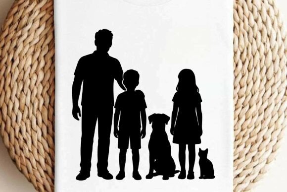 Download Dad Son Daughter Cat Dog Clipart Vector - Clipart Collection