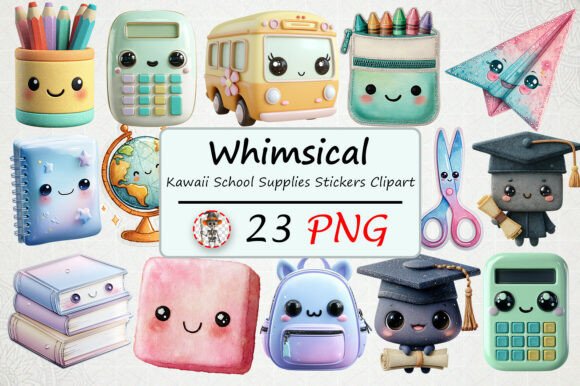 Download Kawaii School Supplies Stickers Clipart - Clipart Collection