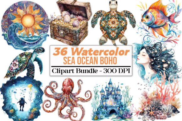Download Sea Ocean Boho Clipart - Clipart Collection