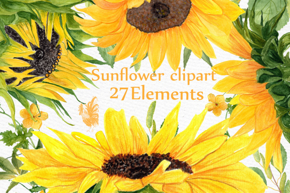 Download Sunflower Watercolor Clipart SUNFLOWER CLIP ART Wedding Clipart Floral Clipart Separate Flowers Diy Wedding - Clipart Collection