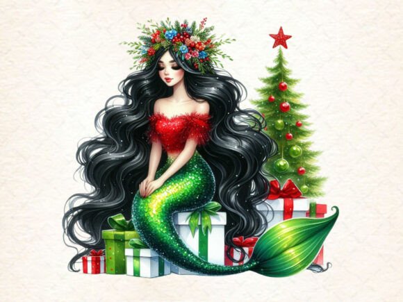 Download Christmas Girl Mermaid Clipart - Clipart Collection