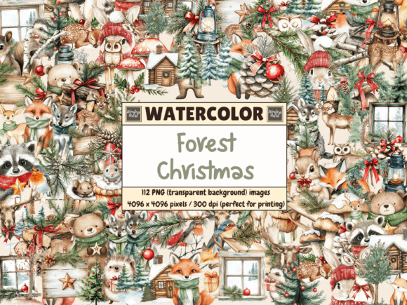 Download Forest Christmas Watercolor Clipart - Clipart Collection