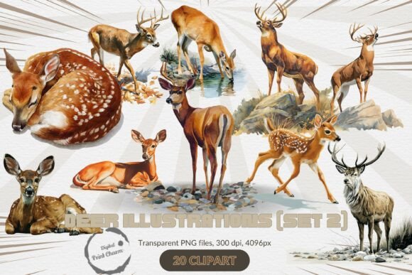 Download Majestic Full Body Deer Clipart Set - Clipart Collection
