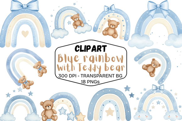 Download Baby Blue Rainbow &amp; Bear Clipart - Clipart Collection