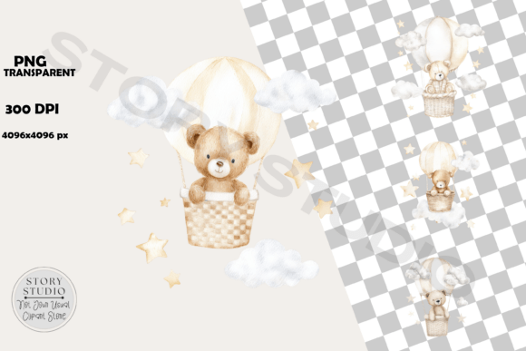 Download Sweet Baby Bear Hot Air Balloon Clipart - Clipart Collection