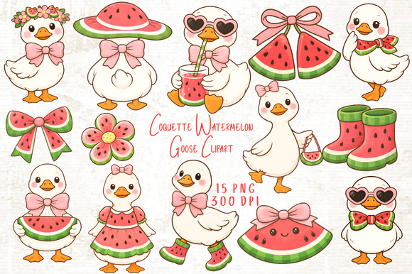 Download Coquette Watermelon Goose Clipart PNG - Clipart Collection