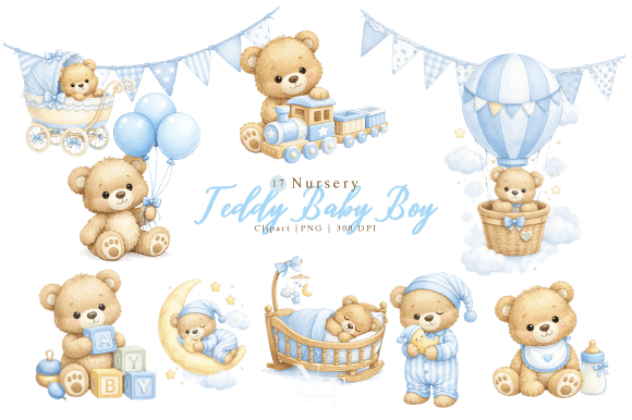 Download Nursery Teddy Baby Boy Clipart PNG - Clipart Collection