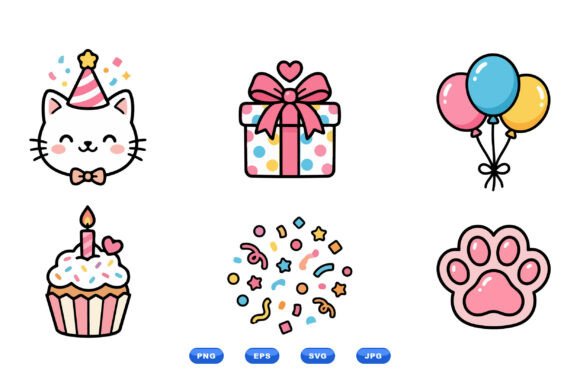 Download Kawaii Birthday Cat Clipart - Clipart Collection