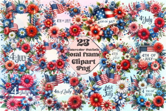 Download Patriotic Floral Frame PNG Clipart - Clipart Collection