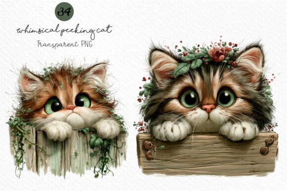Download Whimsical Peeking Cat Clipart - Clipart Collection