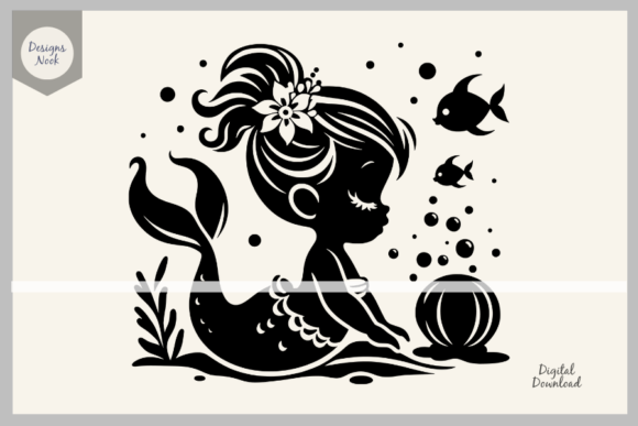 Download Baby Mermaid SVG File Clipart Silhouette - Clipart Collection