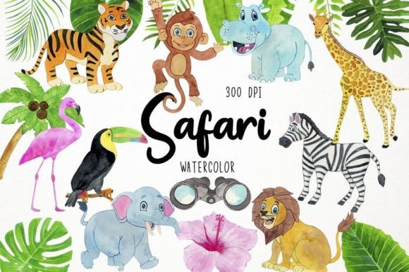 Download Watercolor Safari Clipart Jungle Clipart - Clipart Collection