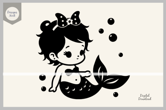 Download Baby Mermaid SVG File Clipart Silhouette - Clipart Collection