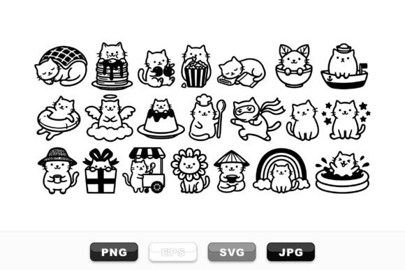 Download Cute Cat Doodle Clipart Set - Clipart Collection