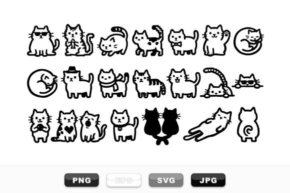 Download Cute Cat Doodle Clipart Set - Clipart Collection