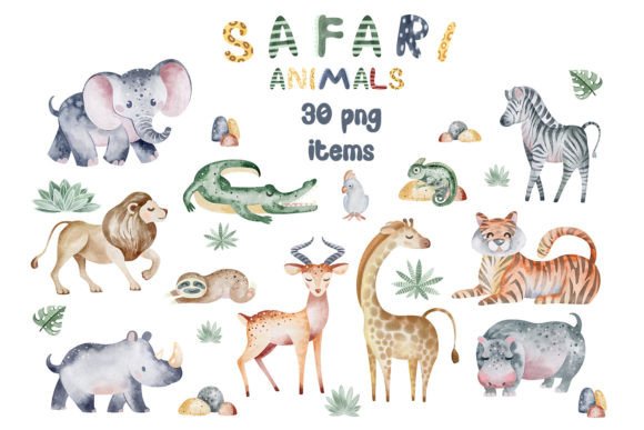 Download Watercolor Safari Animals|Jungle Clipart - Clipart Collection