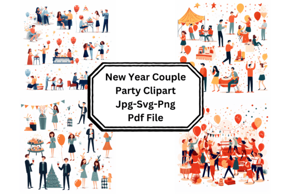 Download New Year Couple Party Clipart - Clipart Collection