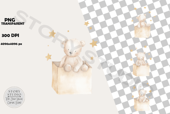Download Sweet Baby Bear and Stars Clipart - Clipart Collection