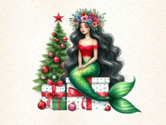 Download Christmas Girl Mermaid Clipart - Clipart Collection