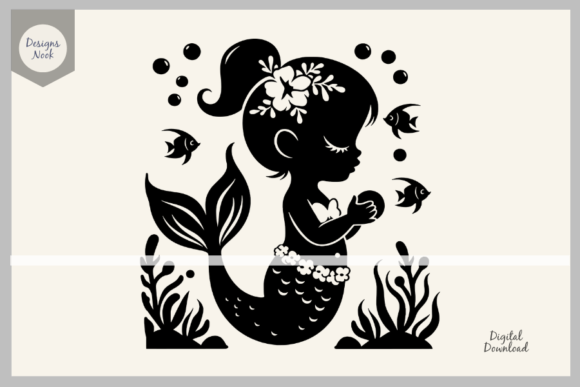 Download Baby Mermaid SVG File Clipart Silhouette - Clipart Collection