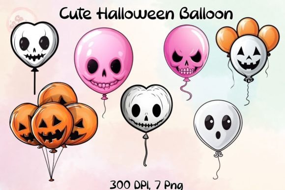 Download Cute Halloween Balloon Clipart Stickers - Clipart Collection