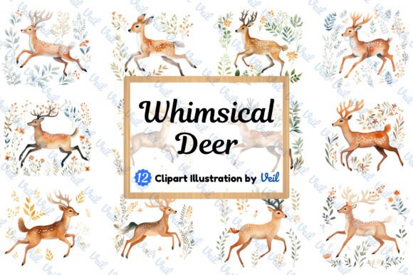 Download Whimsical Deer Clipart Watercolor Bundle - Clipart Collection