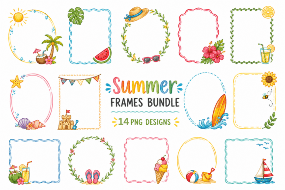 Download Summer Frames Clipart PNG Bundle - Clipart Collection