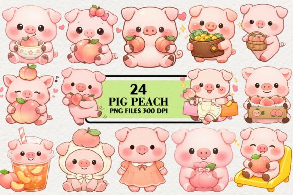 Download Kawaii Pig Peach Stickers Clipart - Clipart Collection