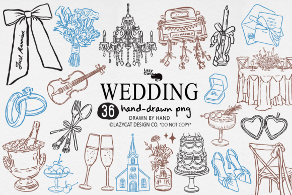 Download Wedding Hand Drawn Clipart Set PNG - Clipart Collection
