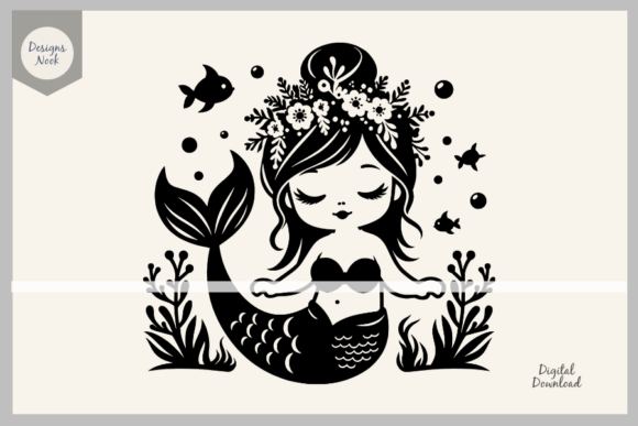 Download Baby Mermaid SVG File Clipart Silhouette - Clipart Collection