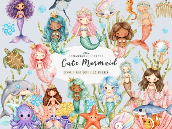 Download Watercolor Pastel Baby Mermaid Clipart, - Clipart Collection