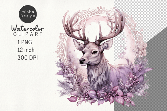 Download Vintage Christmas Deer Clipart PNG - Clipart Collection