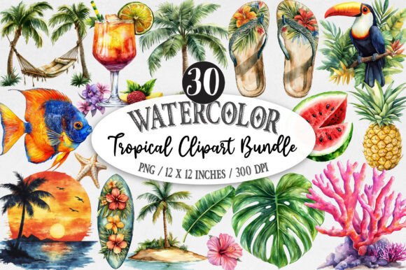 Download Tropical Clipart Bundle - Clipart Collection