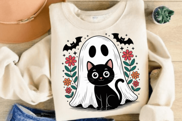 Download Cute Halloween Ghost and Cat PNG Clipart - Clipart Collection