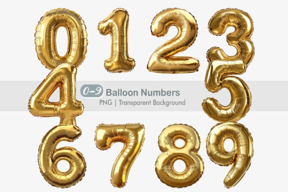 Download Gold Balloon Numbers Clipart PNG Bundle - Clipart Collection
