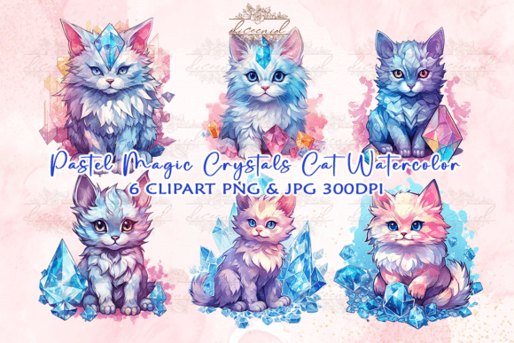 Download Magic Crystals Cat Watercolor Clipart - Clipart Collection