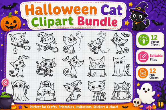 Download Halloween Cat Clipart Bundle - Clipart Collection