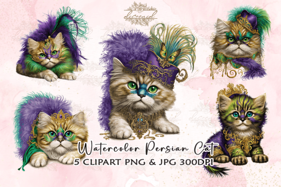Download Watercolor Persian Kitten Clipart - Premium Resources