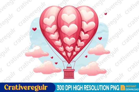 Download Valentines Hot Air Balloon Clipart - Clipart Collection