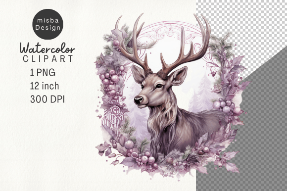 Download Vintage Christmas Deer Clipart PNG - Clipart Collection