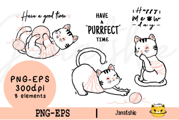 Download Playful Kitten Cat Doodle Set Clipart - Clipart Collection