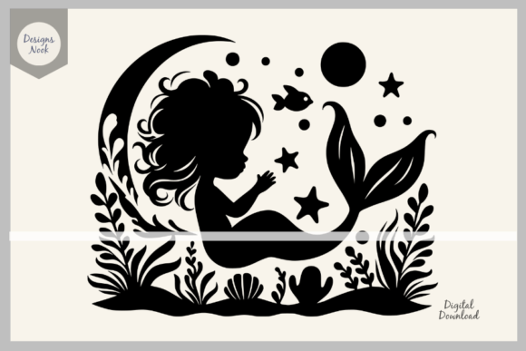 Download Baby Mermaid SVG File Clipart Silhouette - Clipart Collection