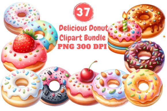 Download Delicious Donut Clipart Bundle - Clipart Collection