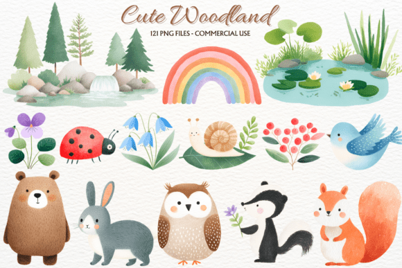 Download Spring Woodland Animals Clipart PNG - Clipart Collection