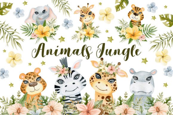 Download Watercolor Animals Jungle Clipart. - Clipart Collection