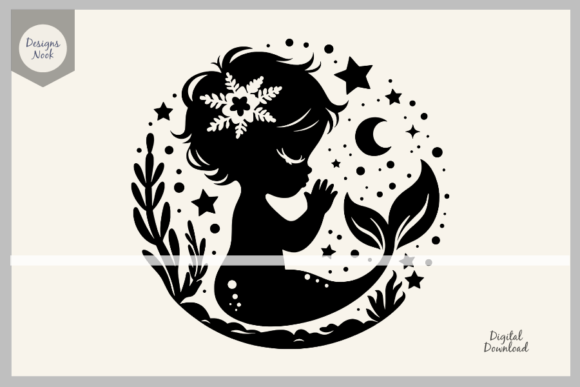 Download Baby Mermaid SVG File Clipart Silhouette - Clipart Collection